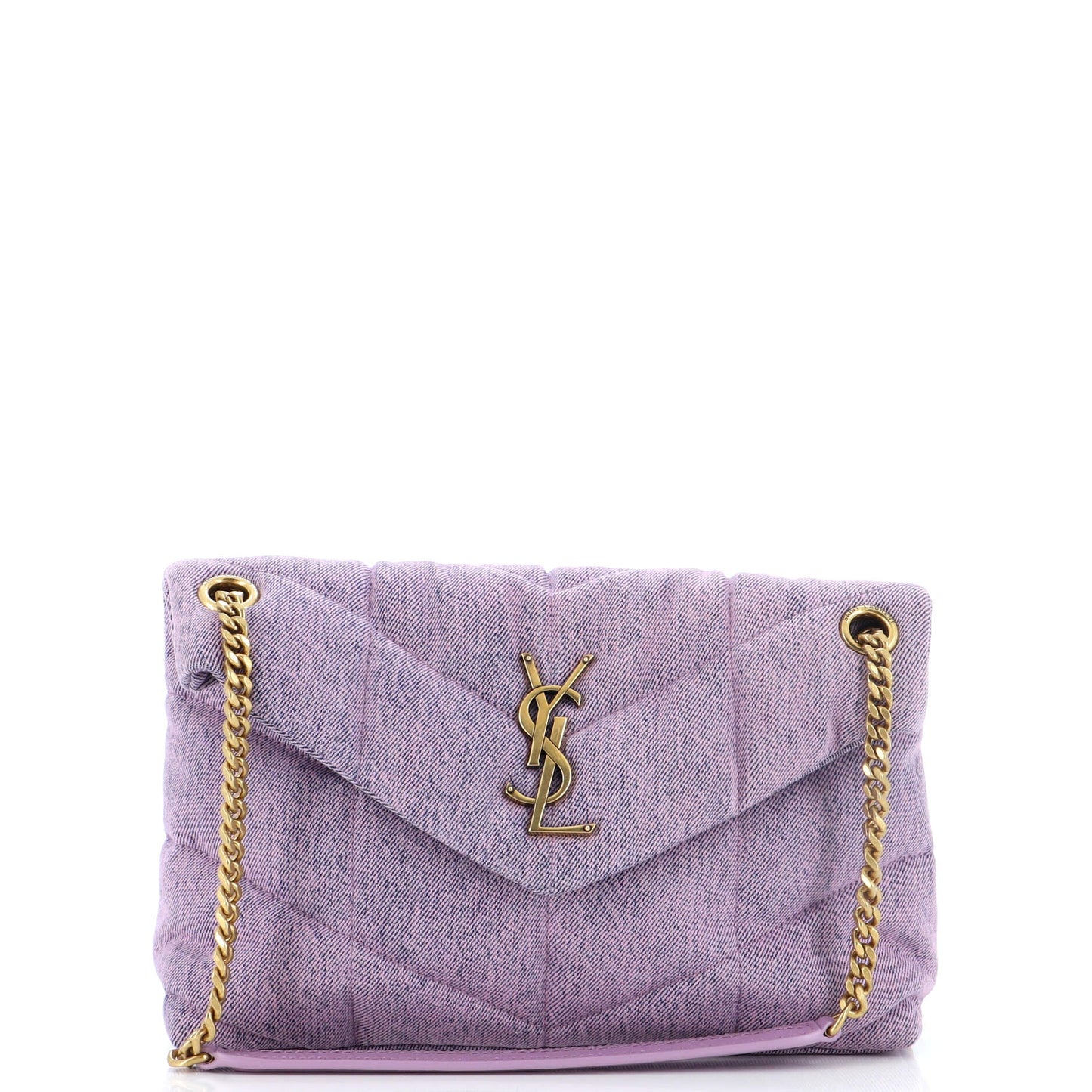 Luxury Saint Laurent Trending 2026 Loulou Puffer Shoulder Bag Quilted Vintage Denim Small