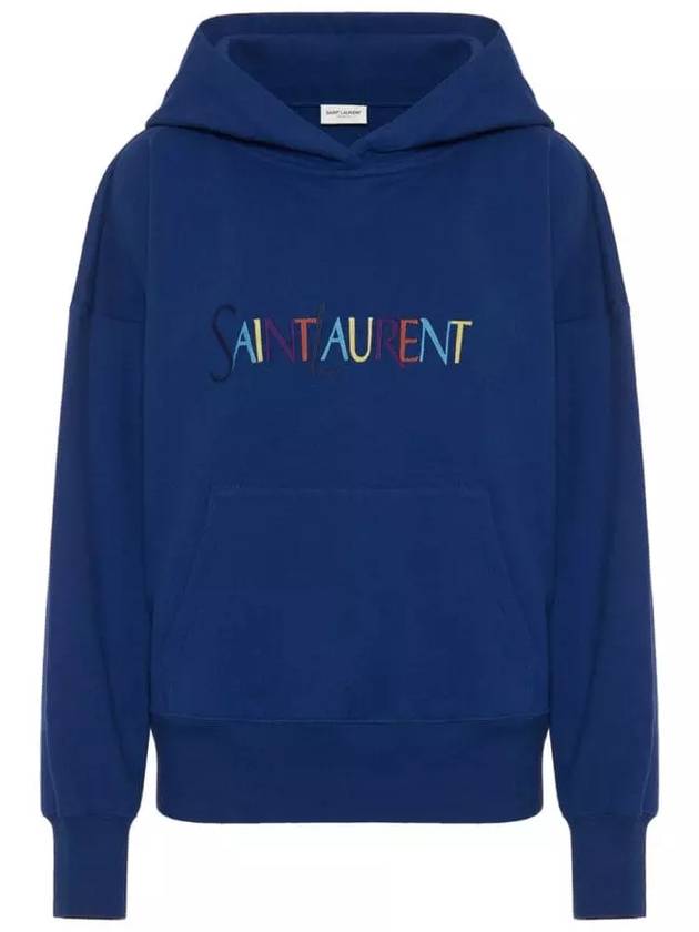 Luxury Saint Laurent Trending 2026 Women's Logo Hoodie Blue