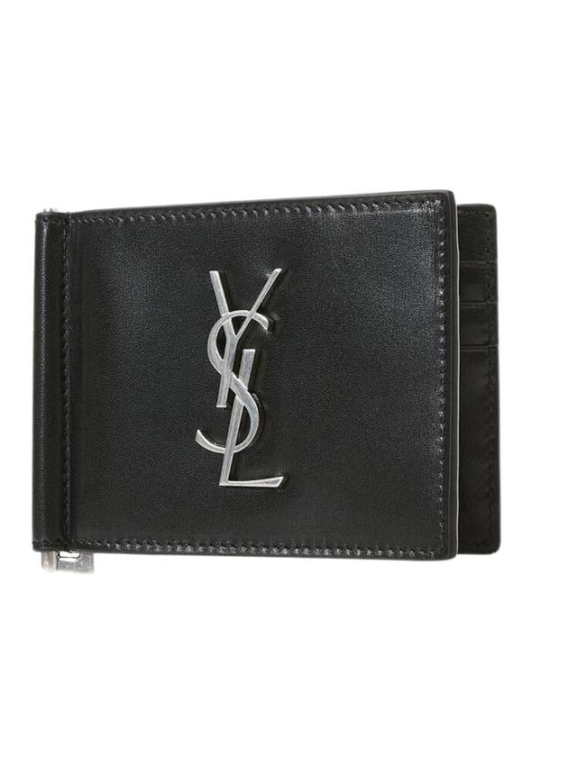 Luxury Saint Laurent Trending 2026 Monogram Money Clip Half Wallet Black
