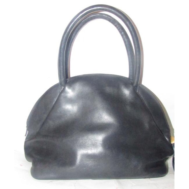 Fendi Early Top Handle Purse Navy Blue Leather With Quilted Ff Logo And Tassel Accent Satchel