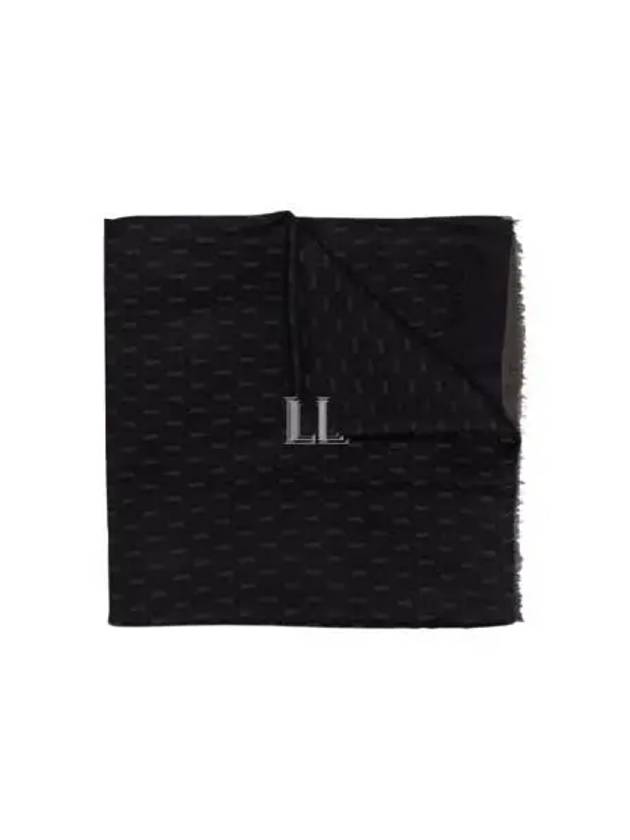 Luxury Saint Laurent Trending 2026 Monogram Wool Jacquard Silk Cotton Muffler Black