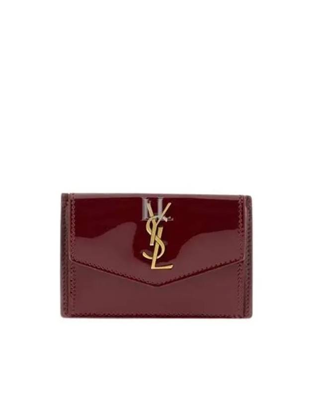 Luxury Saint Laurent Trending 2026 Uptown Flap Patent Leather Half Wallet Red