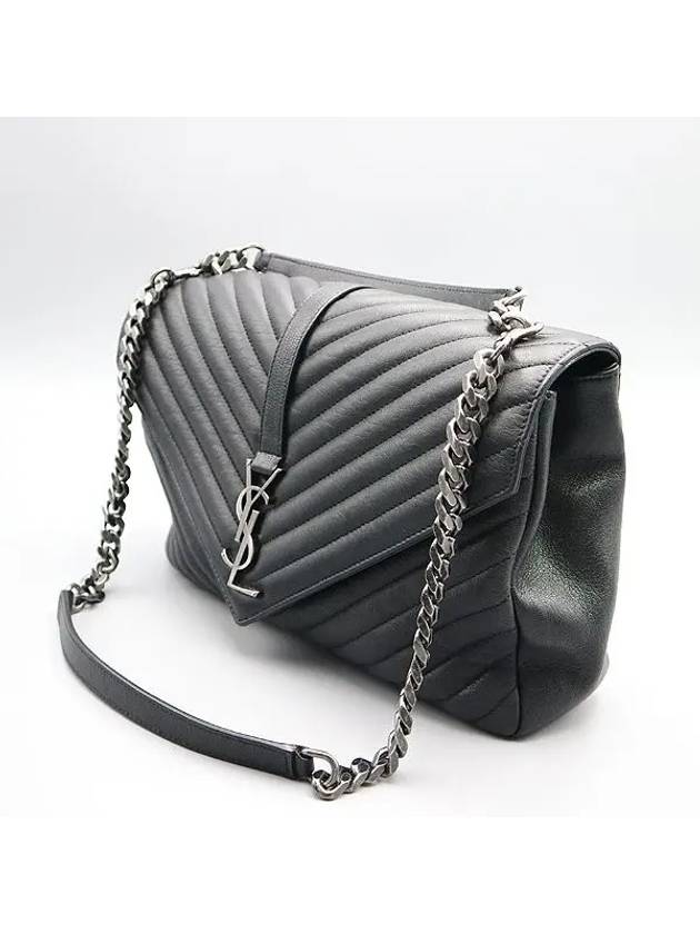 Luxury Saint Laurent Trending 2025 600278 Black leather YSL silver logo decoration COLLEGE large L size tote bag shoulder strap