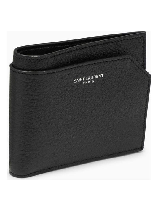 Luxury Saint Laurent Trending 2026 Men's Grained Leather East/west Wallet in Black | 777414AADA3