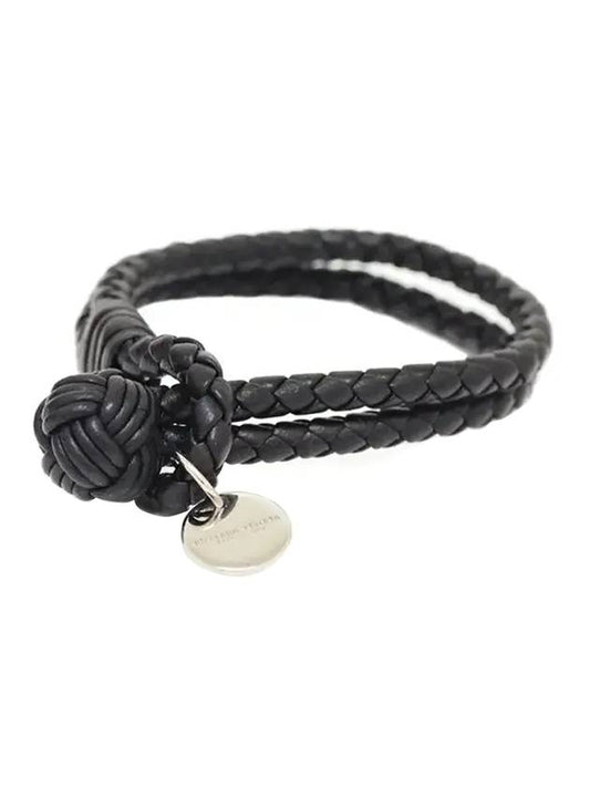 Luxury Bottega Veneta Intrecciato Double Weaving Bracelet Black