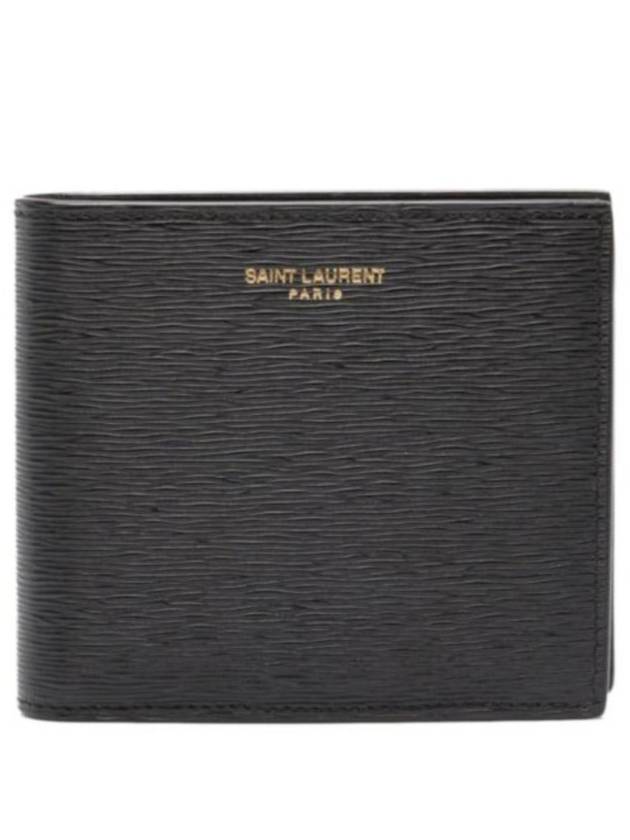 Luxury Saint Laurent Trending 2026 East West Leather Half Wallet Black