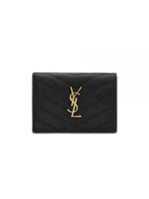 Luxury Saint Laurent Trending 2026 Monogram Caviar Leather Flap Card Wallet Black