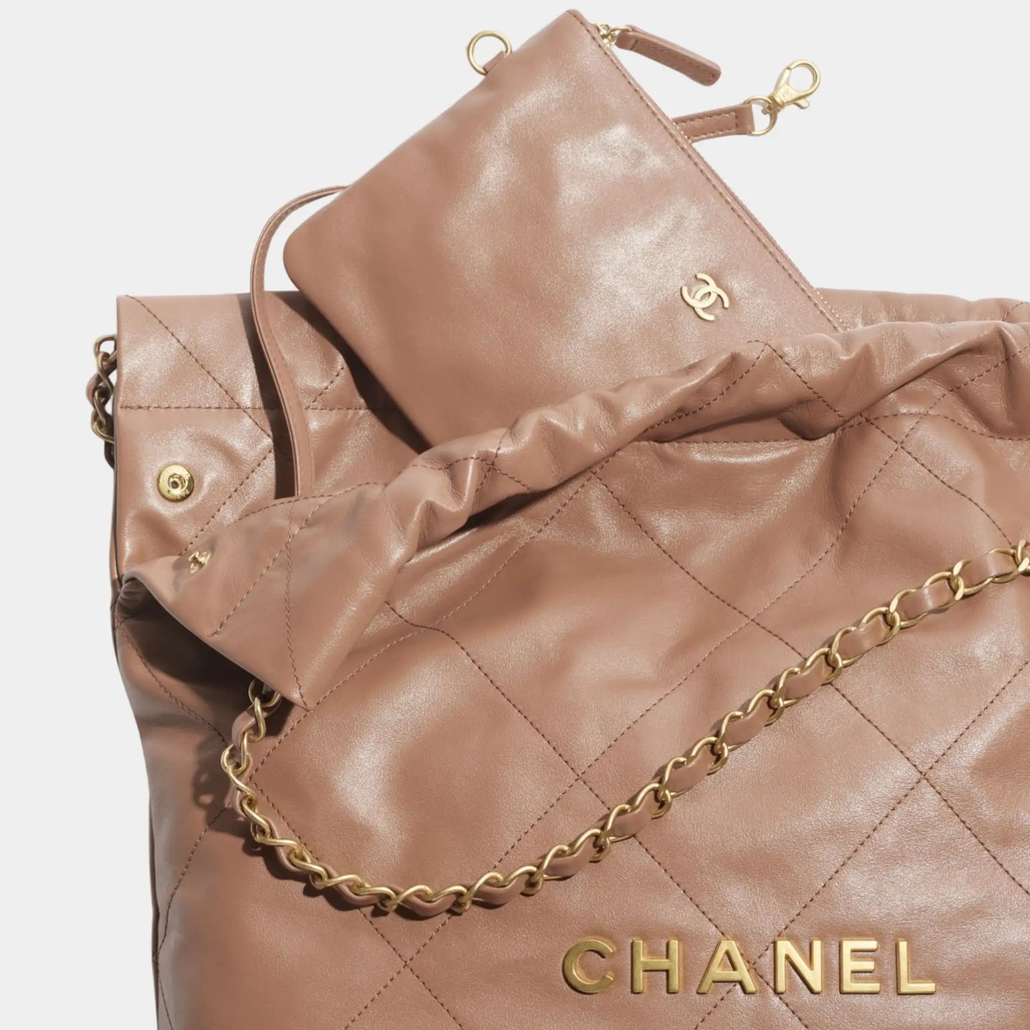 Chanel 22 Handbag Shiny Calfskin & Gold Tone Metal