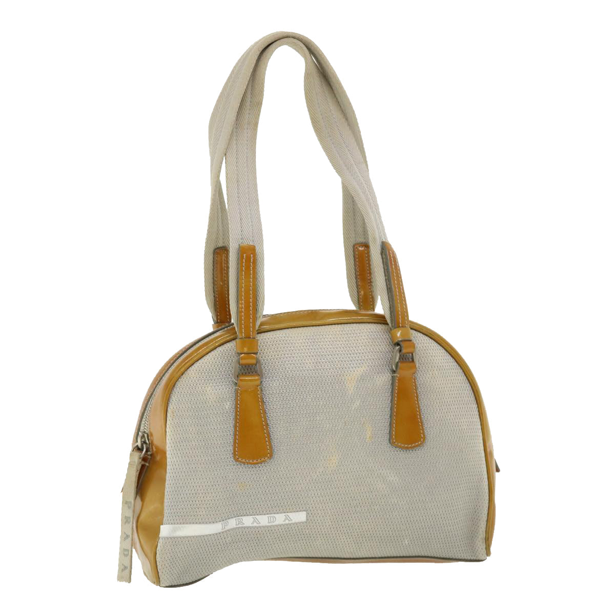 Prada Sports Shoulder Bag Patent Leather Silver