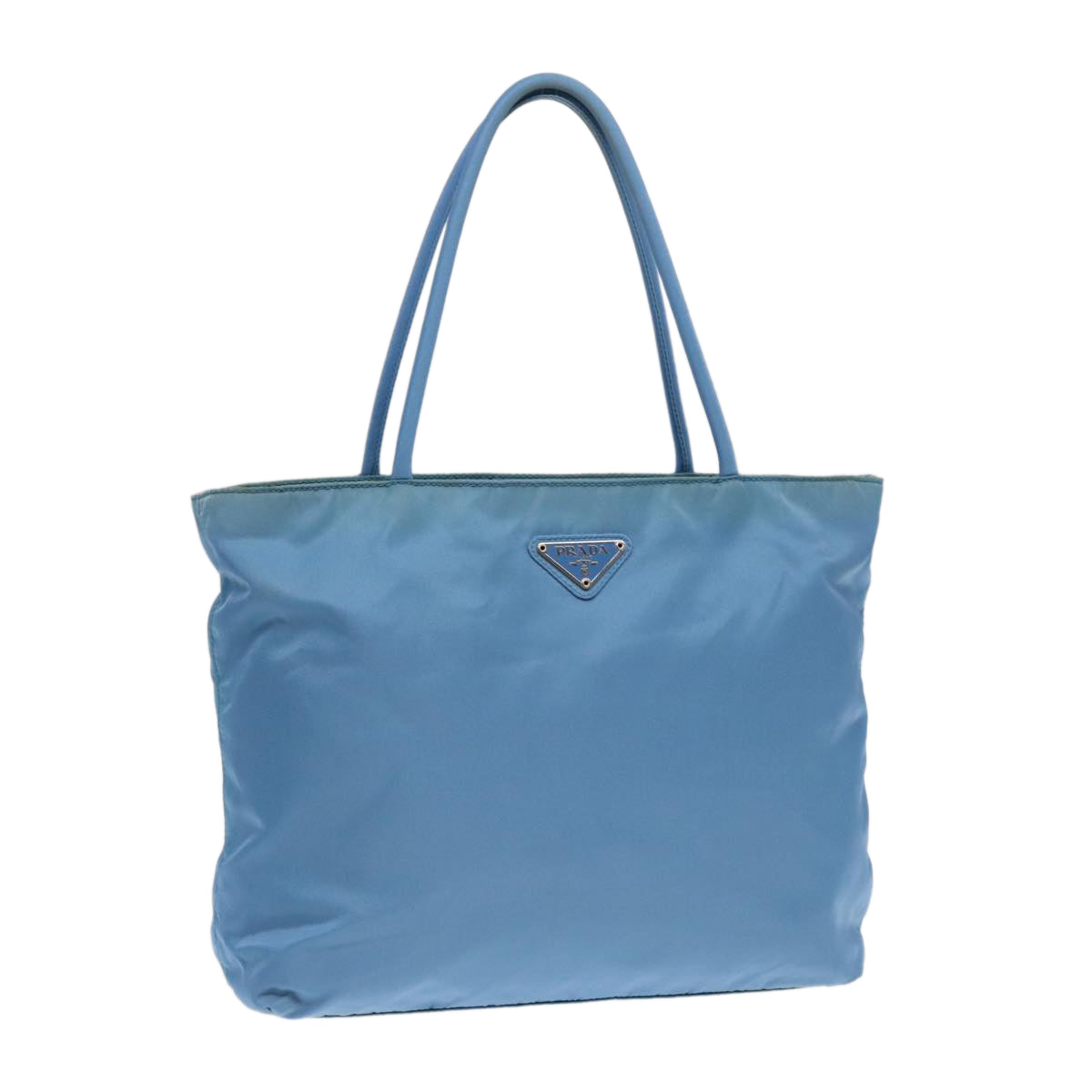 PRADA Hand Bag Nylon Blue Silver Auth