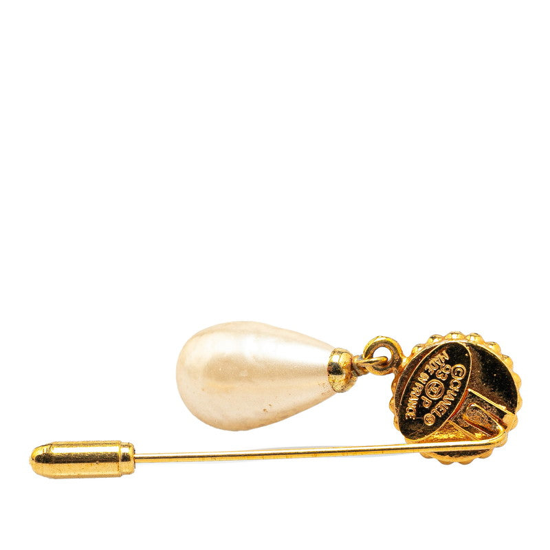 Chanel Gold Plated Clover Motif Faux Pearl Brooch 93P Classic Flap Tote