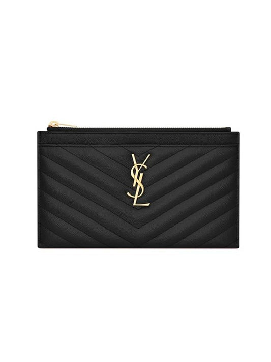 Luxury Saint Laurent Trending 2025 Monogram Quilted Bill Pouch Clutch Bag Black