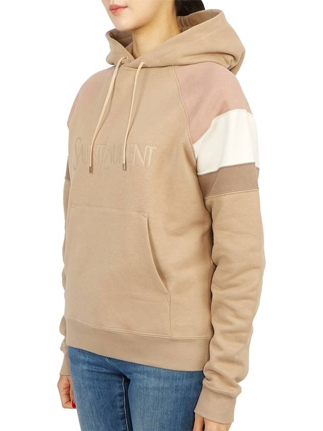 Luxury Saint Laurent Trending 2026 Front Logo Cotton Hoodie Beige