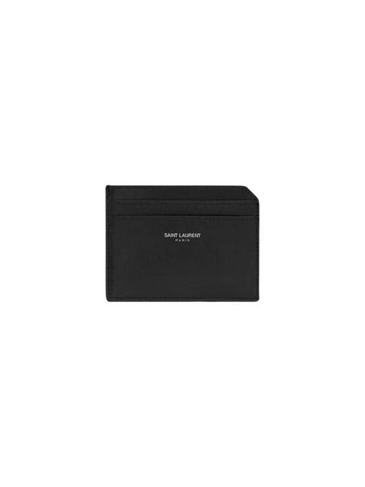 Luxury Saint Laurent Trending 2026 Paris Open Smooth Leather Card Wallet Black