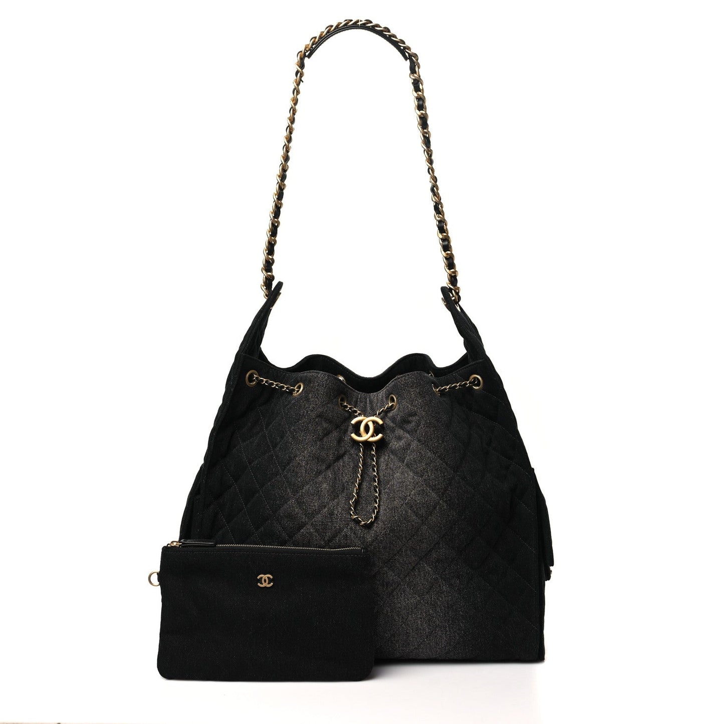 Washed Quilted Medium Chanel 25 Handbag Black