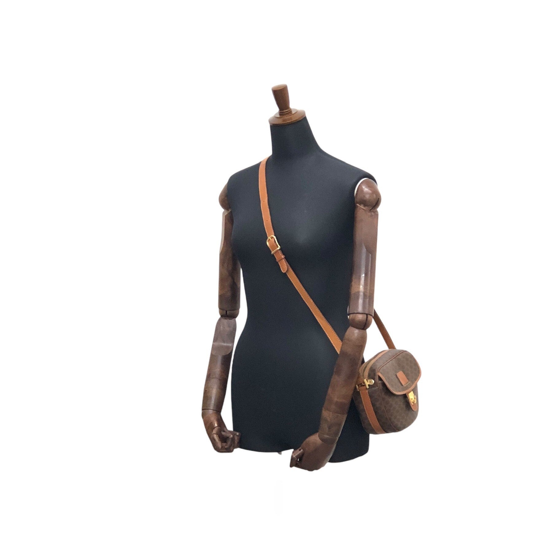 CELINE Macadam Gancini Flap Shoulder bag Brown