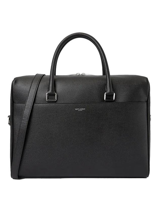 Luxury Saint Laurent Trending 2026 Logo Leather Brief Case Black