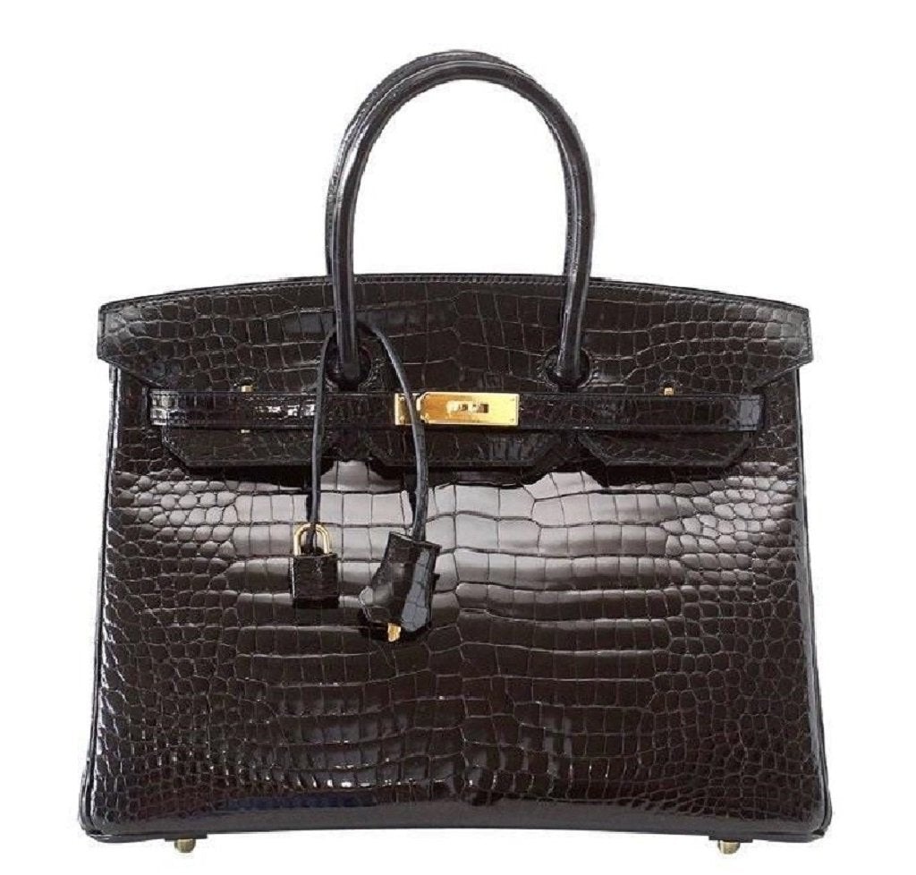 HermesBirkin 35 Porosus Crocodile Noir GHW Bag