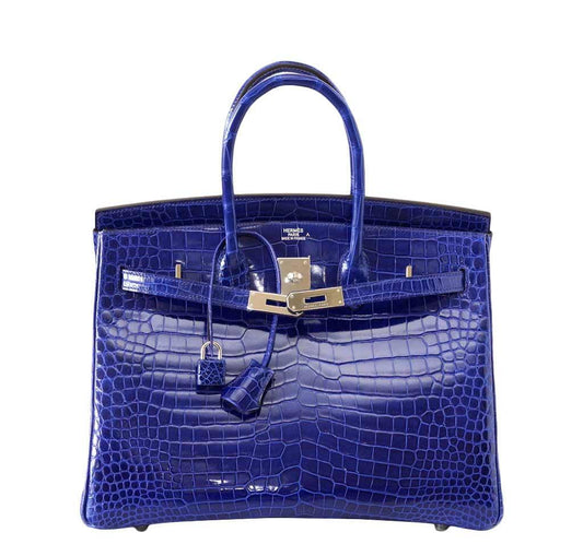 HermesPorosus Crocodile Birkin 35 Bleu Electrique Bag