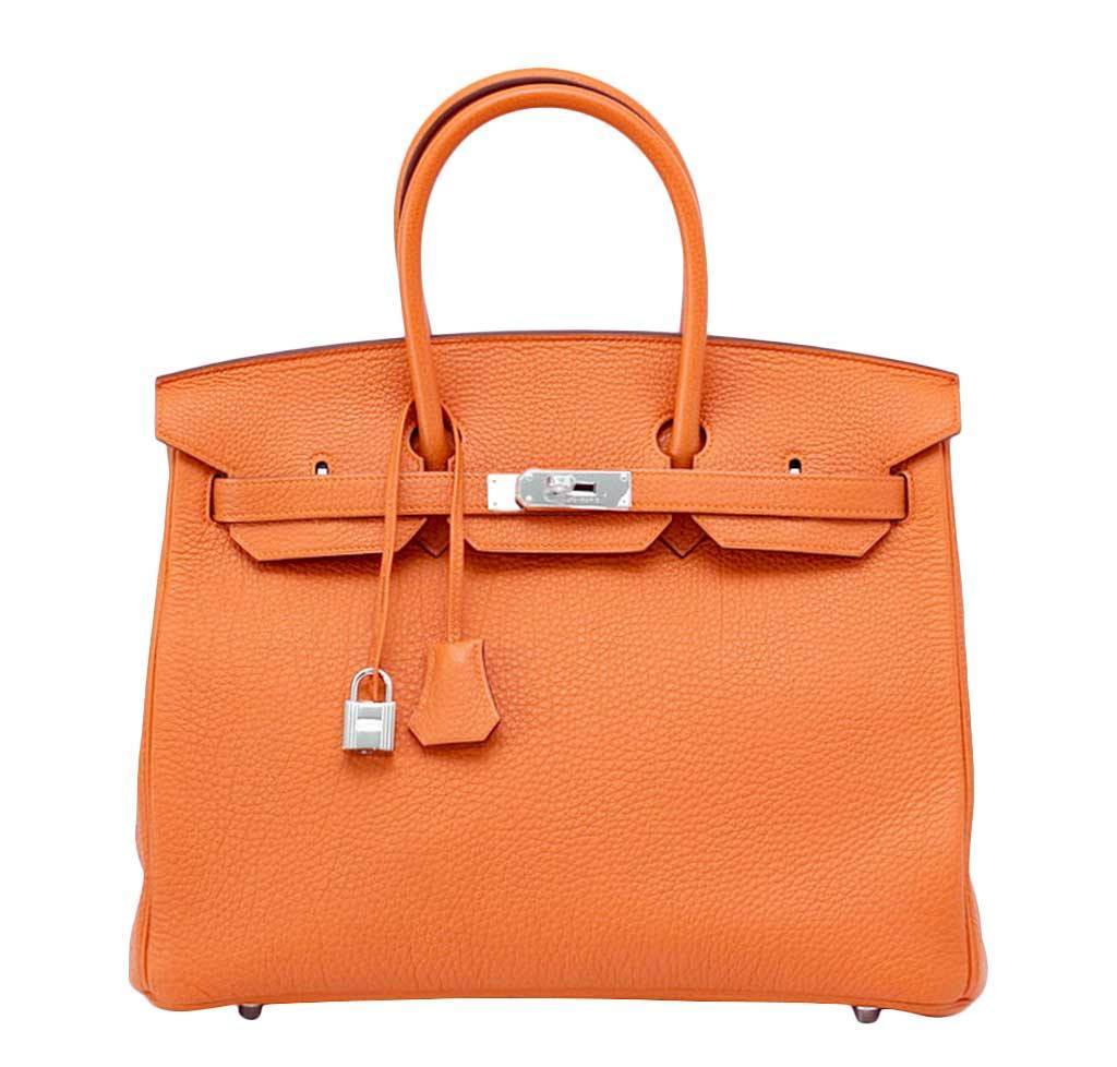 HermesBirkin 35 H Orange Togo Bag