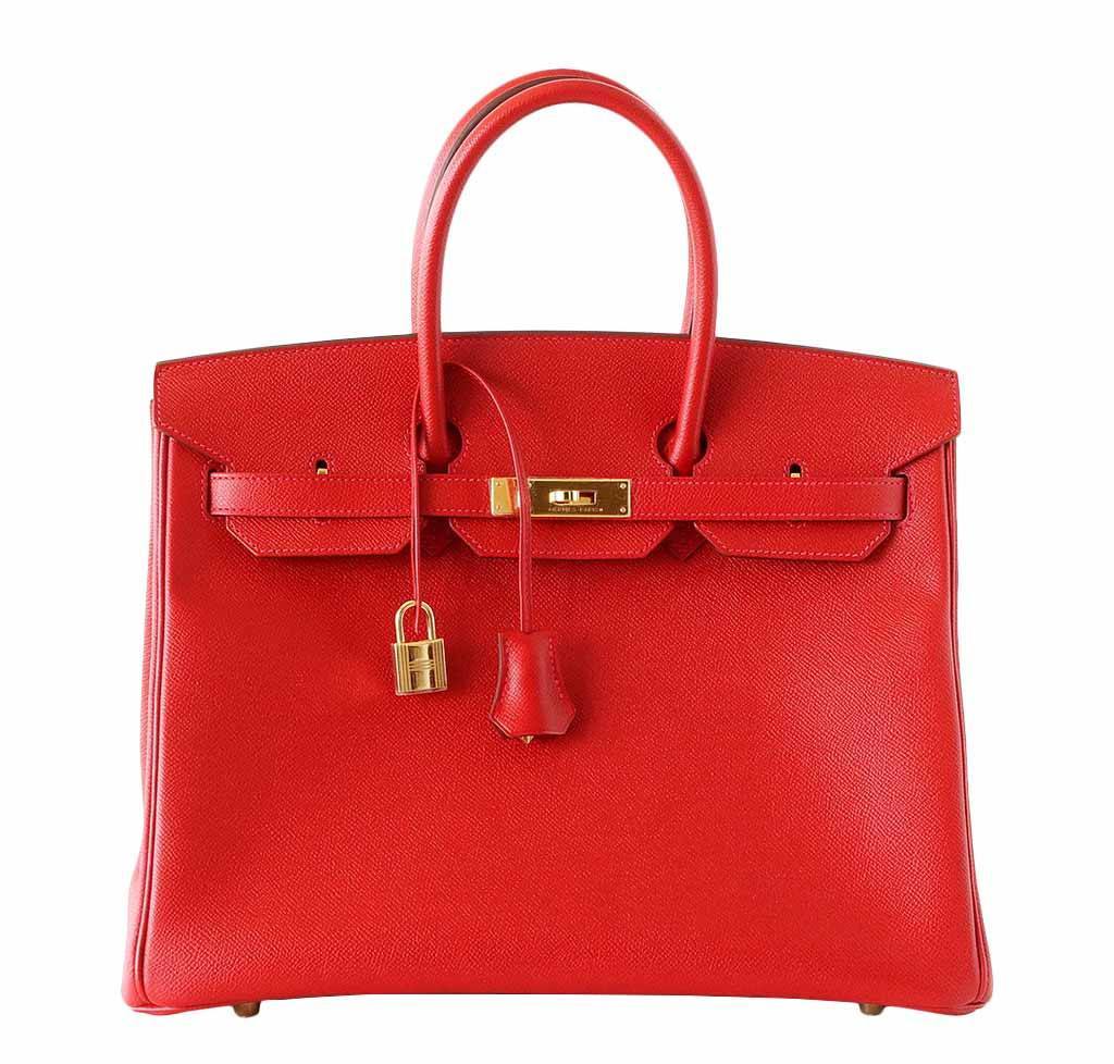 HermesBirkin 35 Rouge Casaque Epsom Bag GHW