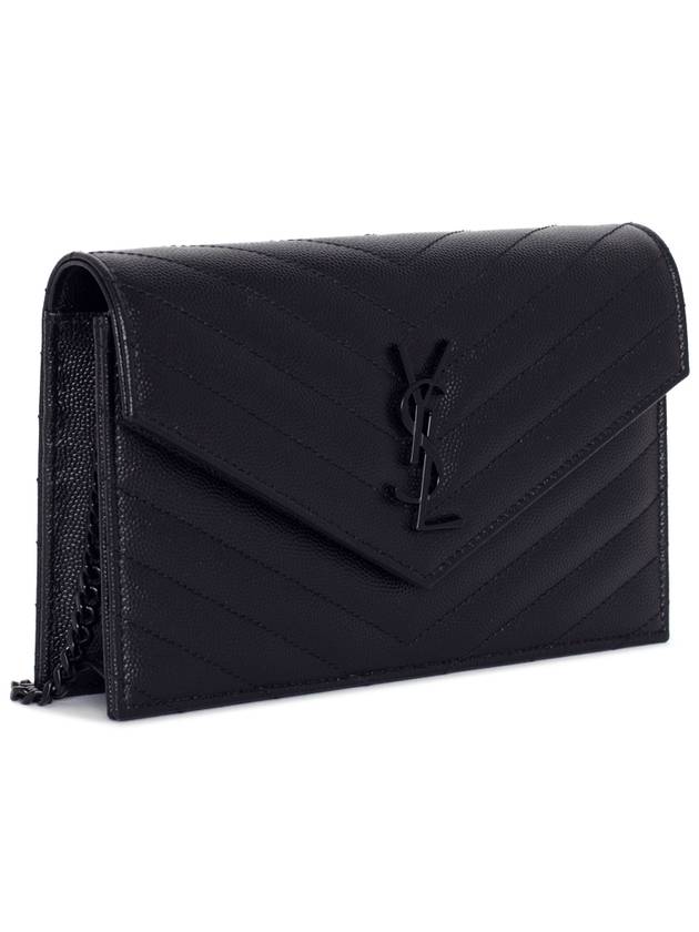 Luxury Saint Laurent Trending 2025 Monogram Envelope Chain Small Wallet Cross Bag Black