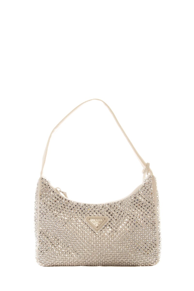 Prada White Crystal Re-edition Mini Handbag