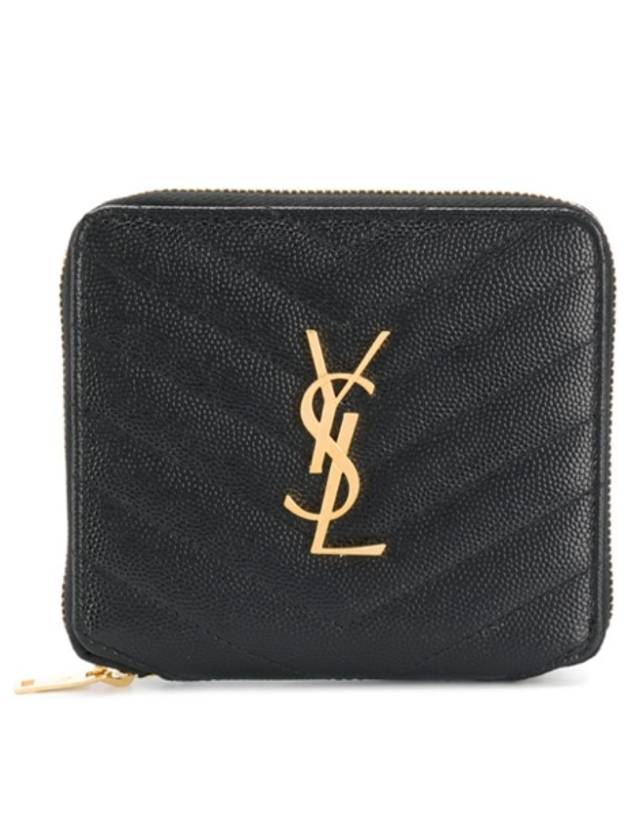 Luxury Saint Laurent Trending 2026 Monogram Compact Zipper Halfwallet Black