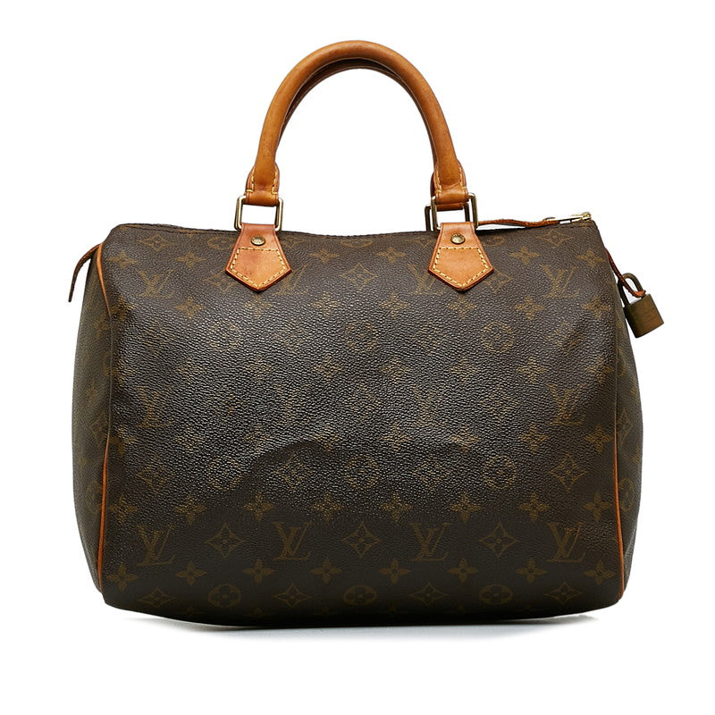 Louis Vuitton Monogram Speed 30 Handbag Mini Boston Bag Brown PVC Leather Lady Louis Vuitton