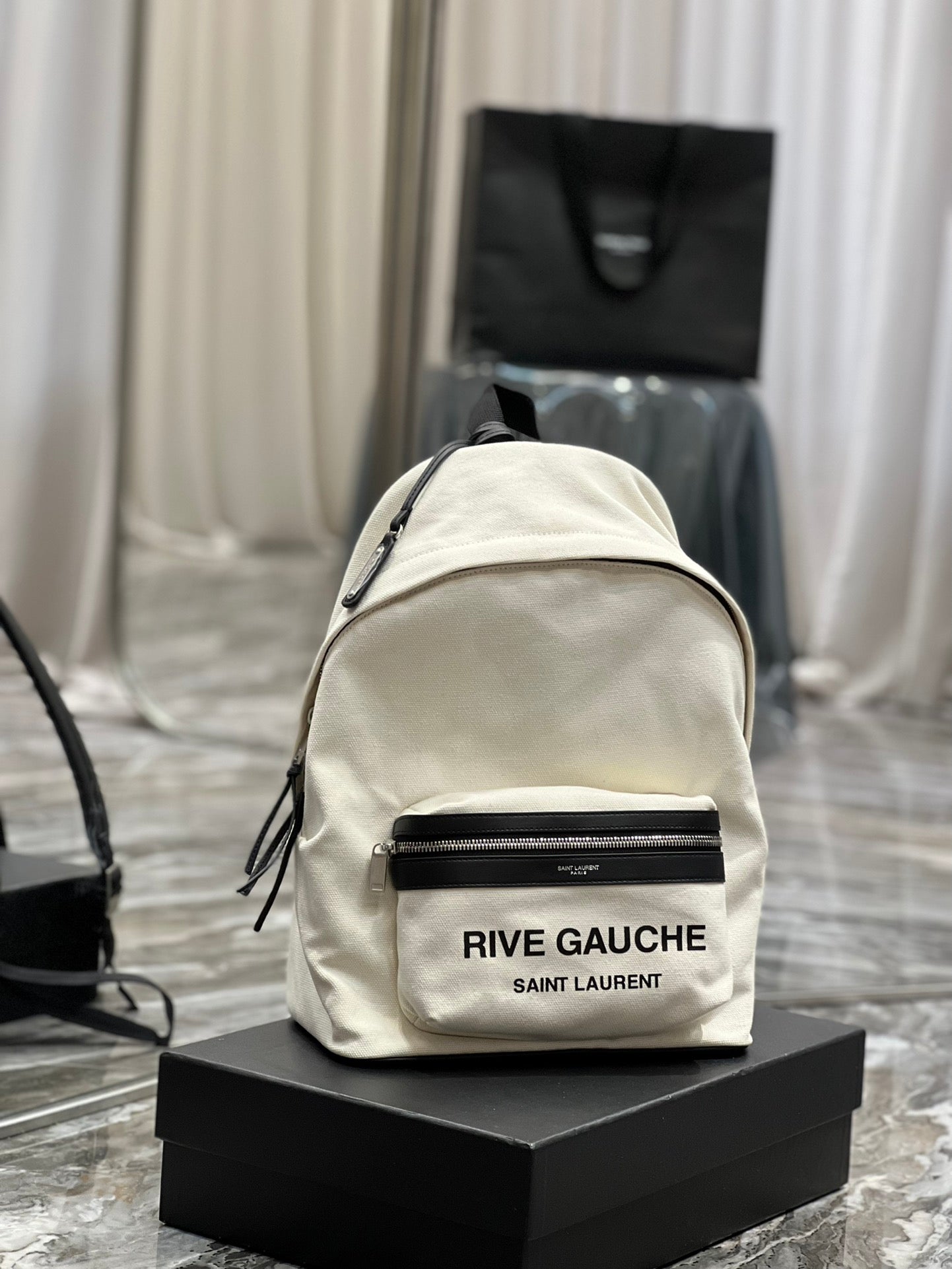 Yves Saint Laurent City Backpack In Canvas Unisex.8in/ White