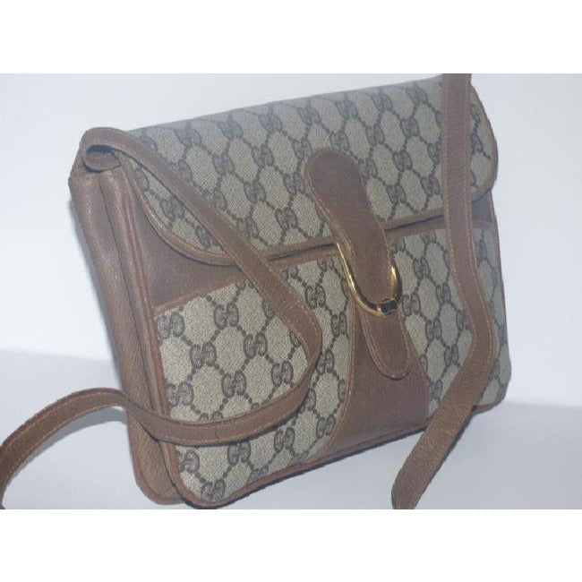 Gucci Envelope Leather Canvas Shoulder Bag