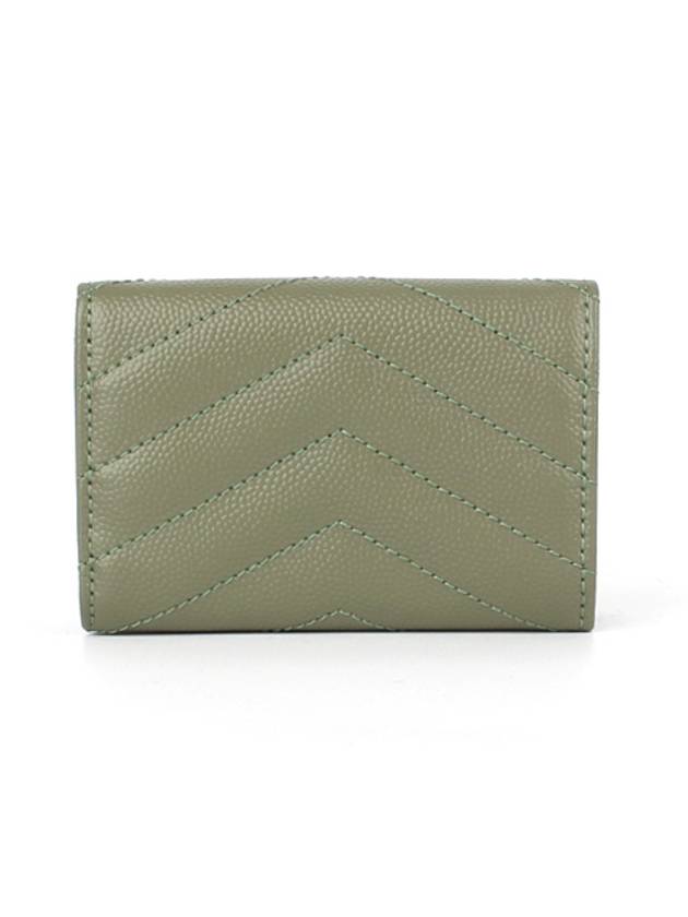 Luxury Saint Laurent Trending 2026 Monogram Quilting Leather Half Wallet Green