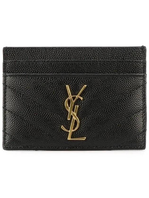 Luxury Saint Laurent Trending 2026 Gold Hardware Matelasse Caviar Leather Card Wallet Black