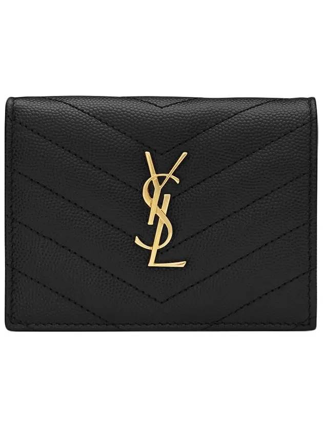 Luxury Saint Laurent Trending 2026 Monogram Caviar Leather Flap Card Wallet Black