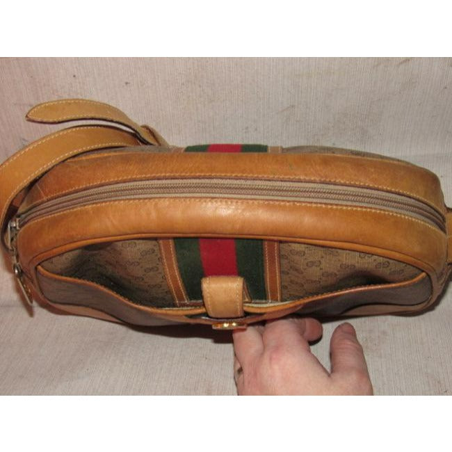 Gucci Leather Canvas Shoulder Bag