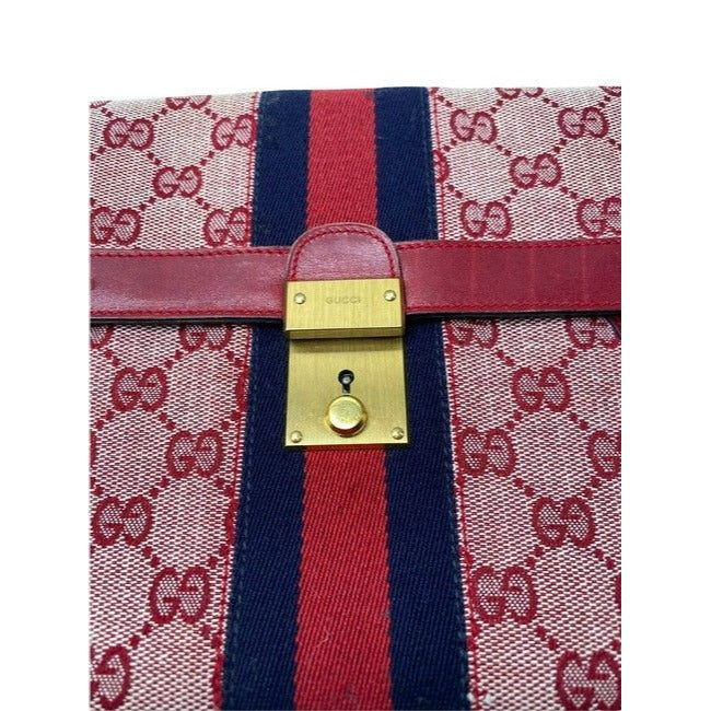 Gucci Envelope Leather Canvas Clutch