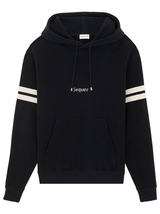 Luxury Saint Laurent Trending 2026 Embroidered Logo Hoodie Black