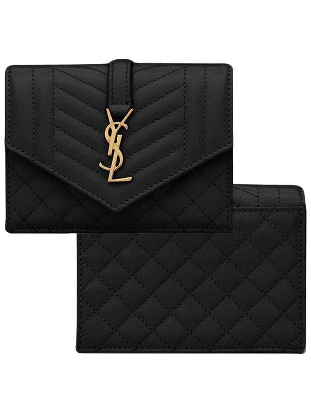 Luxury Saint Laurent Trending 2026 Matelasse Monogram Card Wallet Black