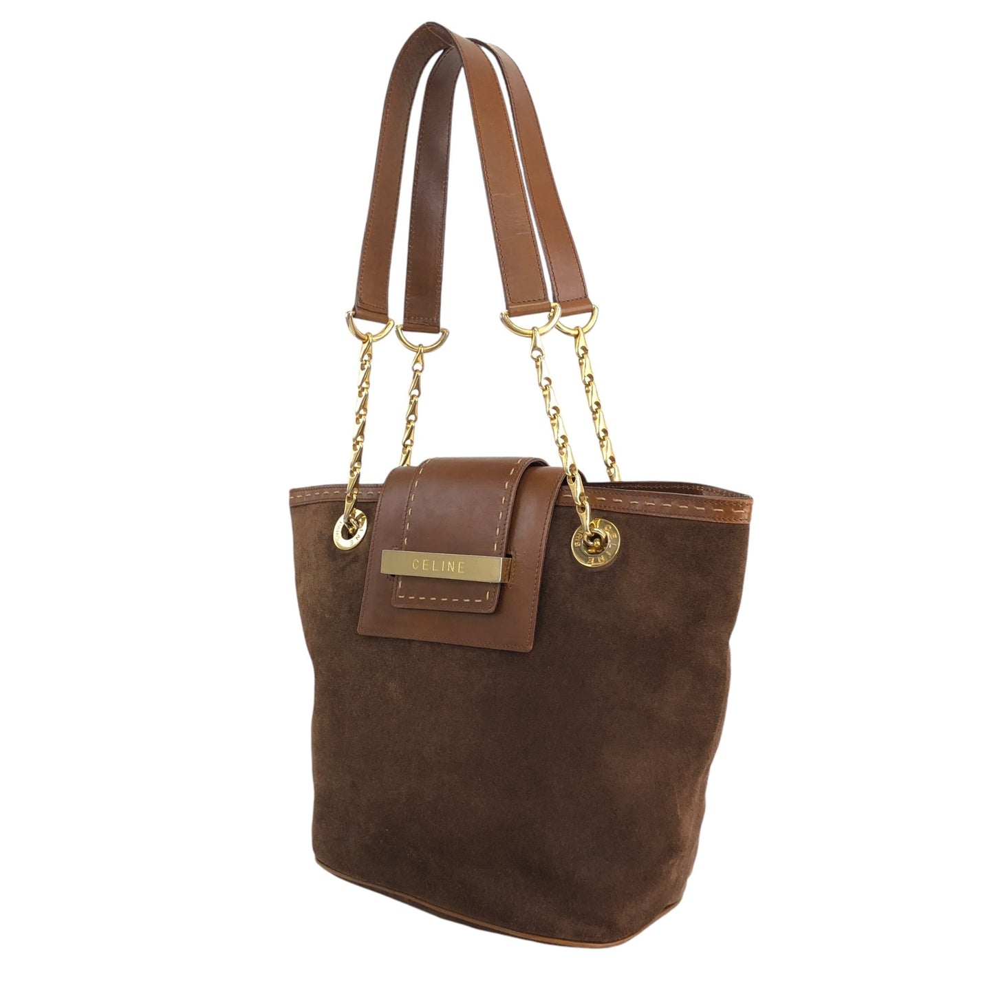 CELINE Logo Handbag Shoulder bag Brown mc6jsa
