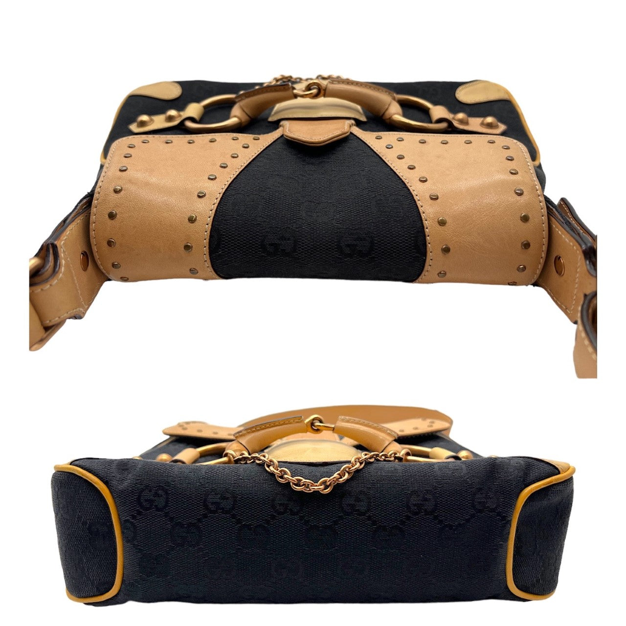 Gucci Monogram Nylon Leather Canvas Handbag