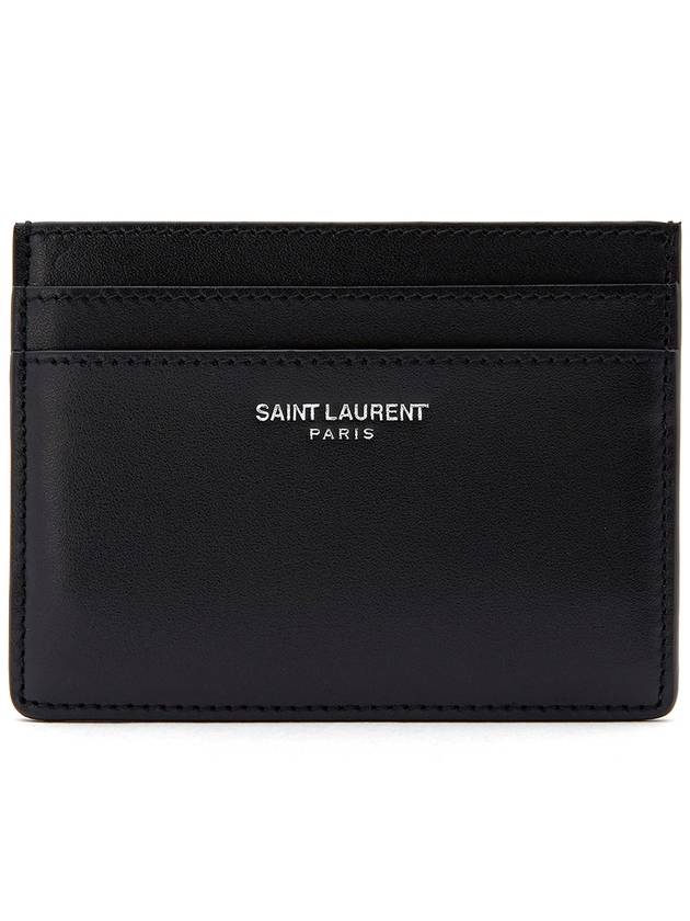Luxury Saint Laurent Trending 2026 Smooth Leather Classic Logo Card Wallet Black