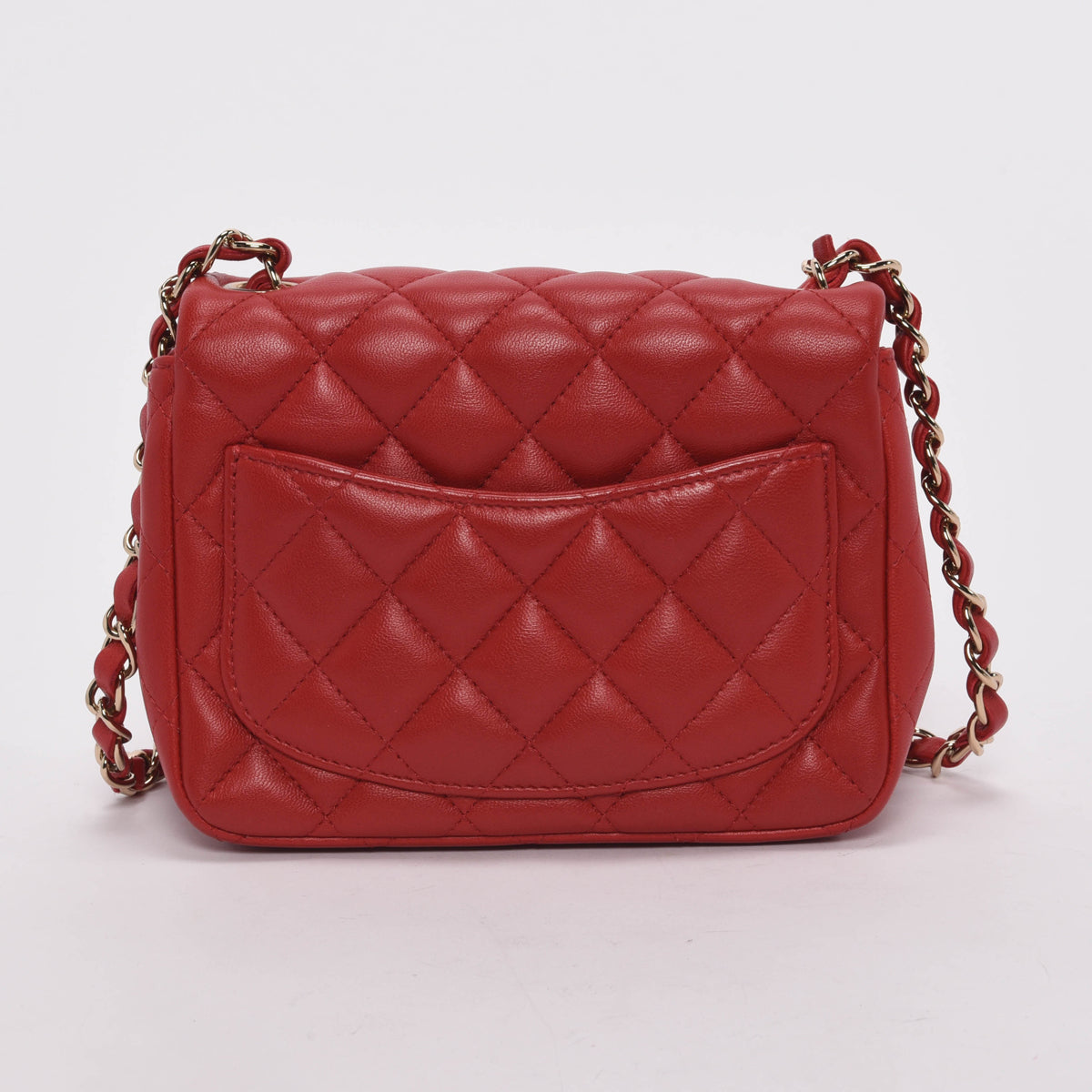 Chanel Red Quilted Lambskin Mini Square Flap Bag