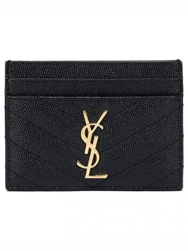 Luxury Saint Laurent Trending 2026 Gold Hardware Matelasse Caviar Leather Card Wallet Black
