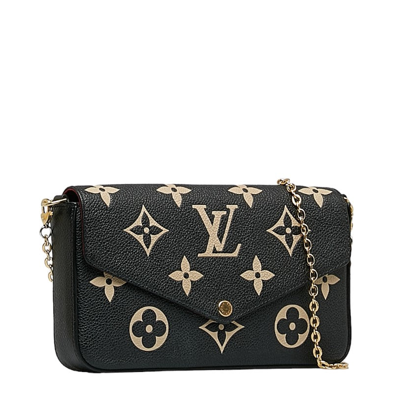 Louis Vuitton Monogram Emplant Poschet Felice Chain Shoulder Bag Black Beige Leather Ladies Louis Vuitton