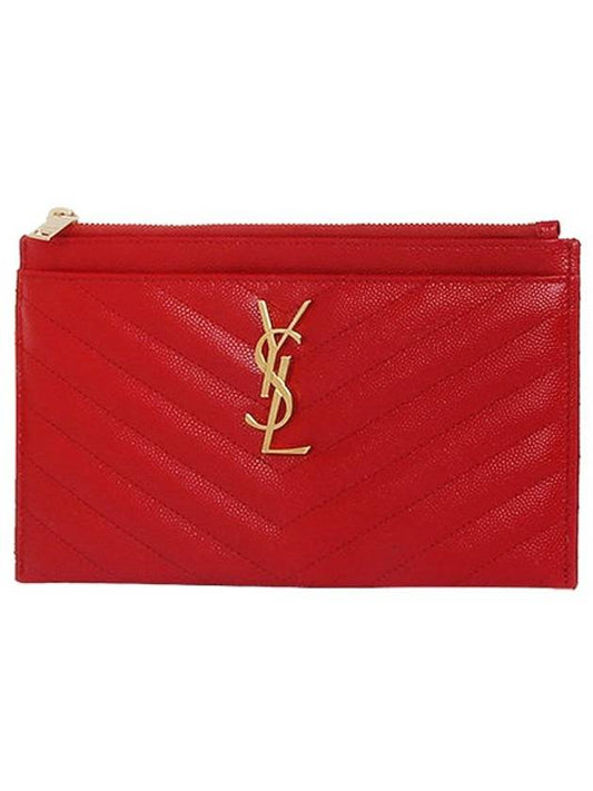 Luxury Saint Laurent Trending 2025 Monogram Quilted Bill Pouch Clutch Bag Red