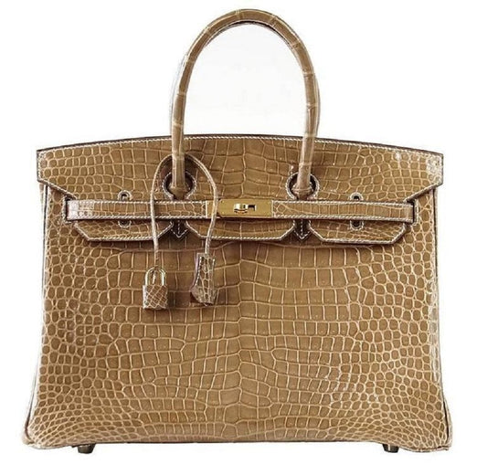 HermesBirkin 35 Ficelle Porosus Crocodile Bag GHW