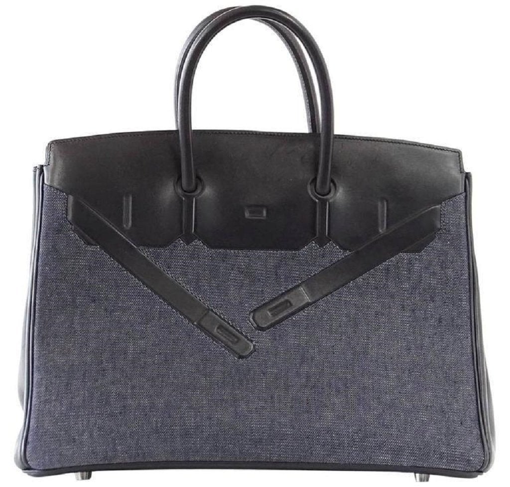 HermesBirkin 35 Limited Edition Denim Shadow Bag