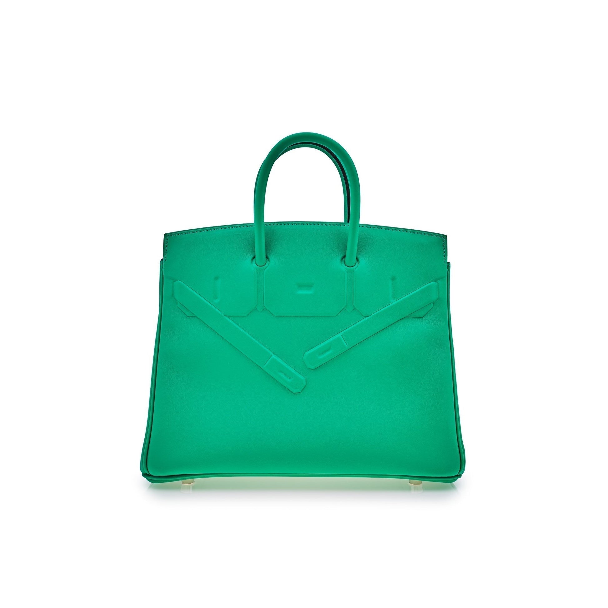 Luxury Hermes Birkin 25 Shadow Bag Menthe Swift Leather