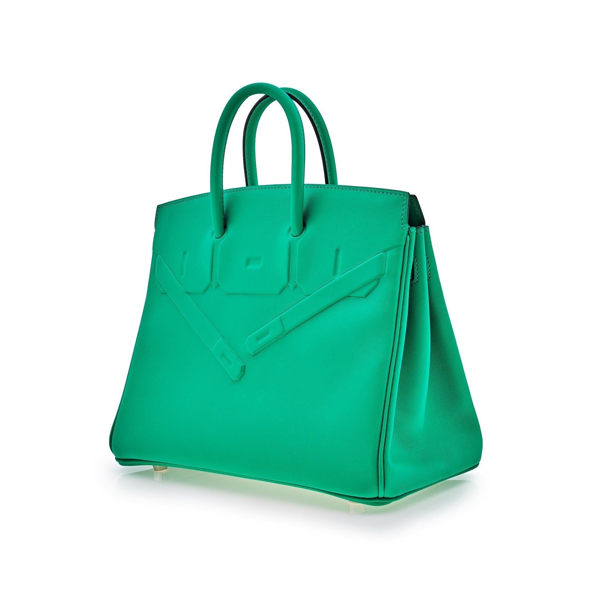 Luxury Hermes Birkin 25 Shadow Bag Menthe Swift Leather