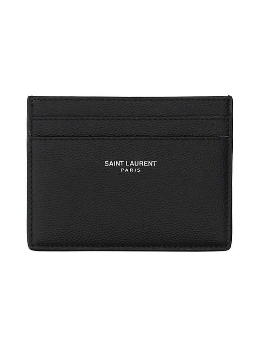Luxury Saint Laurent Trending 2026 Embossed Leather Card Wallet Black